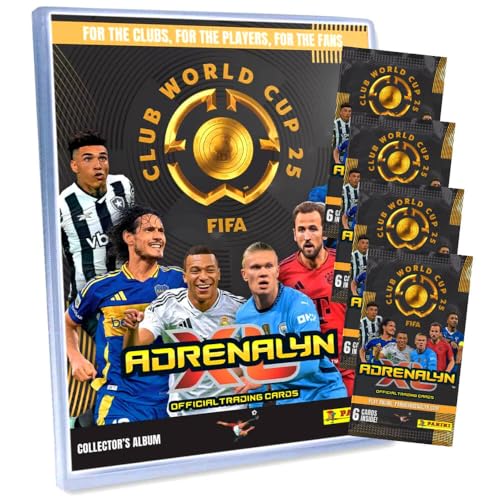 Bundle mit Panini FIFA Club World Cup 2025 - WM Trading Cards - Weltmeisterschaft Sammelkarten - 1 Mappe + 4 Booster + Exklusive Geburtstagskarte von STRONCARD