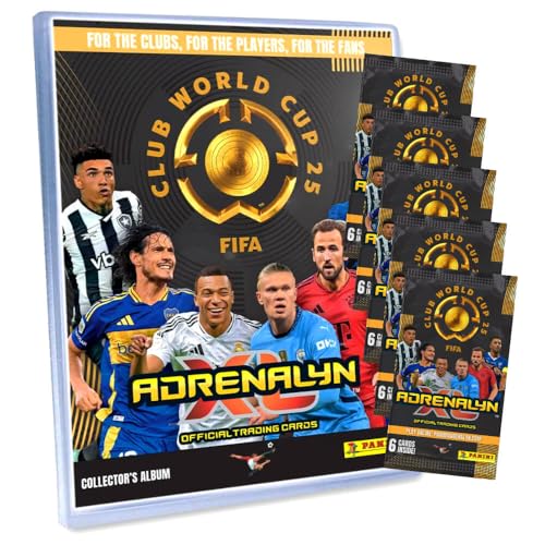 Bundle mit Panini FIFA Club World Cup 2025 - WM Trading Cards - Weltmeisterschaft Sammelkarten - 1 Mappe + 5 Booster + Exklusive Geburtstagskarte von STRONCARD