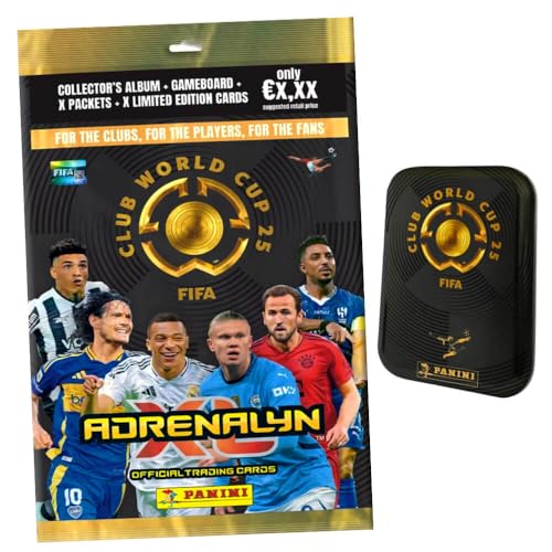 Bundle mit Panini FIFA Club World Cup 2025 - WM Trading Cards - Weltmeisterschaft Sammelkarten - 1 Starter + 1 Tin Dose + Exklusive Geburtstagskarte von STRONCARD