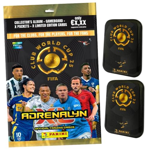 Bundle mit Panini FIFA Club World Cup 2025 - WM Trading Cards - Weltmeisterschaft Sammelkarten - 1 Starter + 2 Tin Dosen + Exklusive Geburtstagskarte von STRONCARD