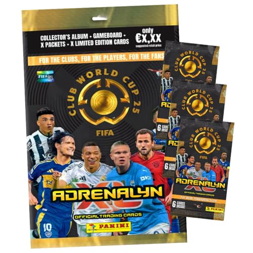 Bundle mit Panini FIFA Club World Cup 2025 - WM Trading Cards - Weltmeisterschaft Sammelkarten - 1 Starter + 3 Booster + Exklusive Geburtstagskarte von STRONCARD
