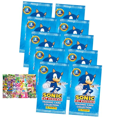 Bundle mit Panini Sonic Karten - (2025) The Hedgehog Sammelkarten - 10 Booster + Exklusive Geburtstagskarte von STRONCARD