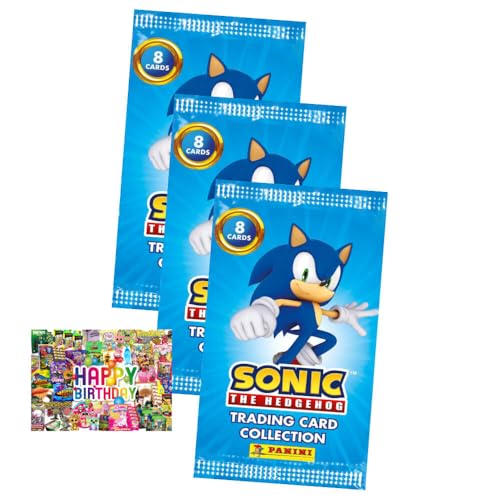 Bundle mit Panini Sonic Karten - (2025) The Hedgehog Sammelkarten - 3 Booster + Exklusive Geburtstagskarte von STRONCARD