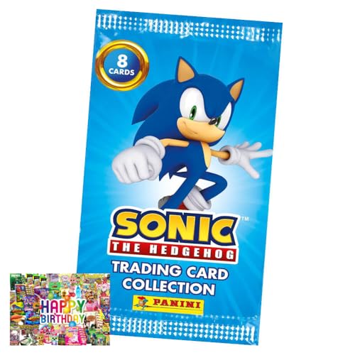 Bundle mit Panini Sonic Karten - (2025) The Hedgehog Sammelkarten - Auswahl + Exklusive Geburtstagskarte (1 Booster) von STRONCARD