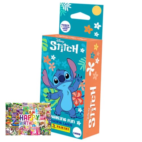 Bundle mit Panini Stitch Karten - (2025) Stitch Trading Cards Sammelkarten - 1 Blister + Exklusive Geburtstagskarte von STRONCARD