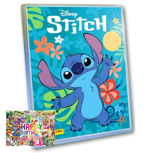 Bundle mit Panini Stitch Karten - (2025) Stitch Trading Cards Sammelkarten - 1 Sammelmappe + Exklusive Geburtstagskarte von STRONCARD
