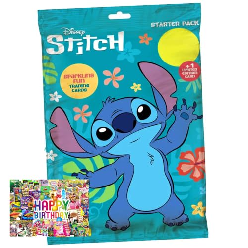 Bundle mit Panini Stitch Karten - (2025) Stitch Trading Cards Sammelkarten - Auswahl + Exklusive Geburtstagskarte (1 Starter) von STRONCARD