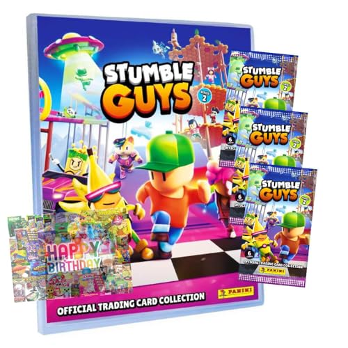 Bundle mit Panini Stumble Guys Karten Serie 2 - Sammelkarten Trading Cards - 1 Mappe + 3 Booster + Exklusive Geburtstagskarte Bundle mit Panini Stumble Guys Karten Serie 2 - Sammelkarten Trading Cards - 1 Mappe + 3 Booster + Exklusive Geburtstagskarte von STRONCARD