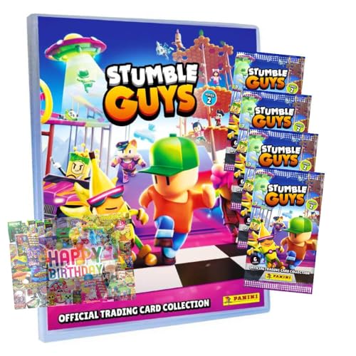 Bundle mit Panini Stumble Guys Karten Serie 2 - Sammelkarten Trading Cards - 1 Mappe + 4 Booster + Exklusive Geburtstagskarte Bundle mit Panini Stumble Guys Karten Serie 2 - Sammelkarten Trading Cards - 1 Mappe + 4 Booster + Exklusive Geburtstagskarte von STRONCARD
