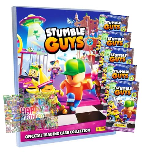 Bundle mit Panini Stumble Guys Karten Serie 2 - Sammelkarten Trading Cards - 1 Mappe + 5 Booster + Exklusive Geburtstagskarte Bundle mit Panini Stumble Guys Karten Serie 2 - Sammelkarten Trading Cards - 1 Mappe + 5 Booster + Exklusive Geburtstagskarte von STRONCARD
