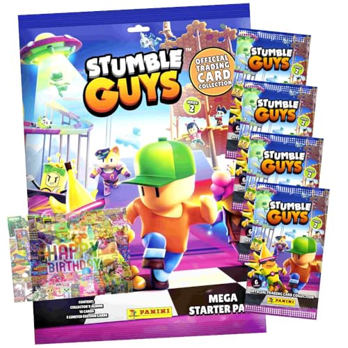 Bundle mit Panini Stumble Guys Karten Serie 2 - Sammelkarten Trading Cards - 1 Starter + 4 Booster + Exklusive Geburtstagskarte Bundle mit Panini Stumble Guys Karten Serie 2 - Sammelkarten Trading Cards - 1 Starter + 4 Booster + Exklusive Geburtstagskarte von STRONCARD