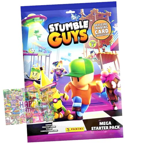 Bundle mit Panini Stumble Guys Karten Serie 2 - Sammelkarten Trading Cards - Auswahl + Exklusive Geburtstagskarte (1 Starter) von STRONCARD