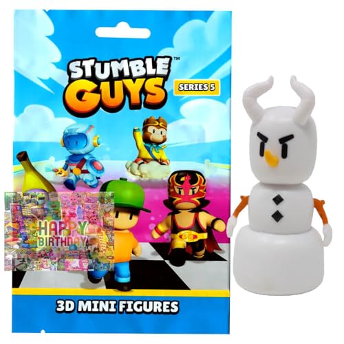 Bundle mit Stumble Guys 3D Sammelfiguren Serie 5 Chrome - Figur 5. Chills + Exklusive Geburtstagskarte von STRONCARD
