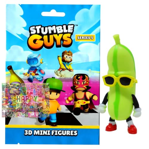 Bundle mit Stumble Guys 3D Sammelfiguren Serie 5 - Chrome Figur - Auswahl + Exklusive Geburtstagskarte (Figur 15. Pickle Guy) von STRONCARD