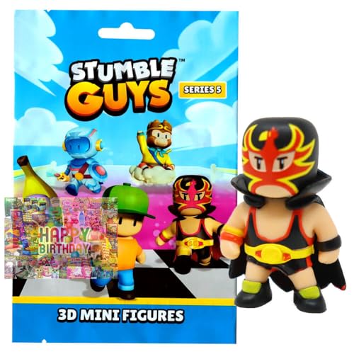Bundle mit Stumble Guys 3D Sammelfiguren Serie 5 - Chrome Figur - Auswahl + Exklusive Geburtstagskarte (Figur 18. Toro Loco) von STRONCARD