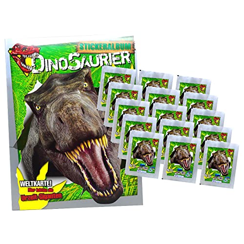 Dinosaurier Sticker Kollektion 2022 - Blue Ocean Sammelsticker Bundle + 10 Originale Hüllen (1 Album + 15 Tüten) von STRONCARD