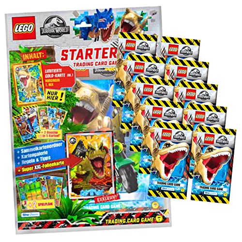 Lego Jurassic World Serie 2 Karten - Trading Cards - Sammelkarten Auswahl im Bundle + 10 Originale Hüllen (1 Starter + 10 Booster) von STRONCARD