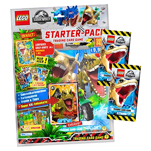 Lego Jurassic World Serie 2 Karten - Trading Cards - Sammelkarten Auswahl im Bundle + 10 Originale Hüllen (1 Starter + 2 Booster) von STRONCARD