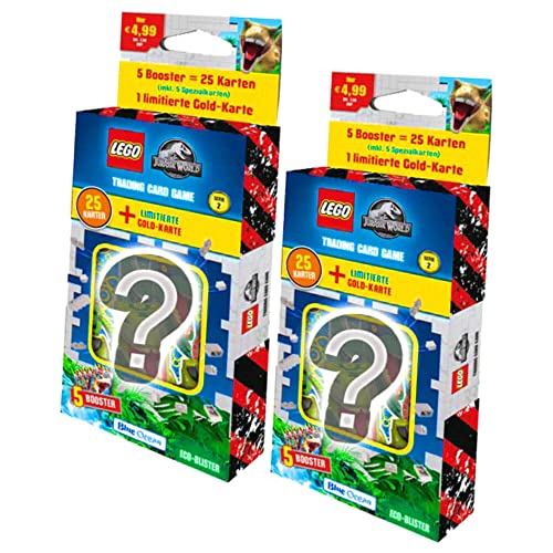 Lego Jurassic World Serie 2 Karten - Trading Cards - Sammelkarten Auswahl im Bundle + 10 Originale Hüllen (2 Blister) von STRONCARD
