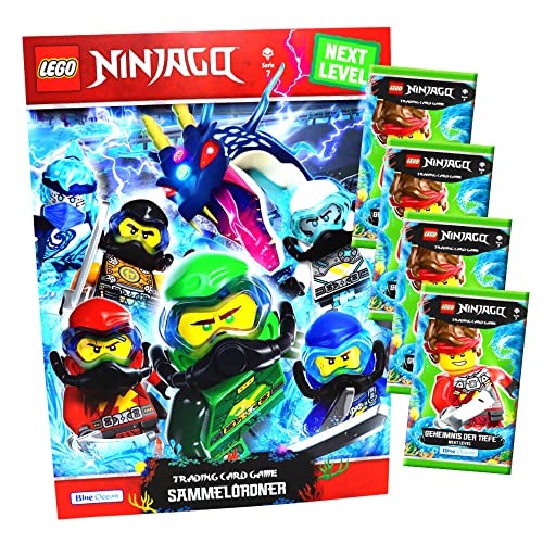 Lego Ninjago Karten Trading Cards Serie 7 - Geheimnis der Tiefe Next Level (2022) - Auswahl Sammelkarten Bundle + 10 Originale Hüllen (1 Sammelmappe + 4 Booster) von STRONCARD