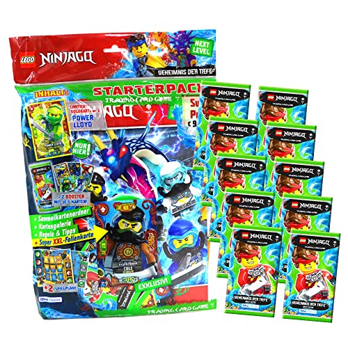 Lego Ninjago Karten Trading Cards Serie 7 - Geheimnis der Tiefe Next Level (2022) - Auswahl Sammelkarten Bundle + 10 Originale Hüllen (1 Starter + 10 Booster) von STRONCARD