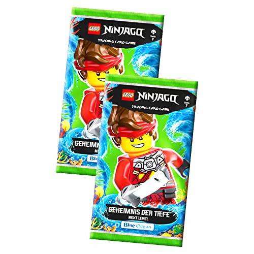 Lego Ninjago Karten Trading Cards Serie 7 - Geheimnis der Tiefe Next Level (2022) - Auswahl Sammelkarten Bundle + 10 Originale Hüllen (2 Booster) von STRONCARD