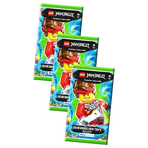 Lego Ninjago Karten Trading Cards Serie 7 - Geheimnis der Tiefe Next Level (2022) - Auswahl Sammelkarten Bundle + 10 Originale Hüllen (3 Booster) von STRONCARD