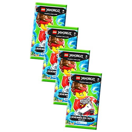 Lego Ninjago Karten Trading Cards Serie 7 - Geheimnis der Tiefe Next Level (2022) - Auswahl Sammelkarten Bundle + 10 Originale Hüllen (4 Booster) von STRONCARD