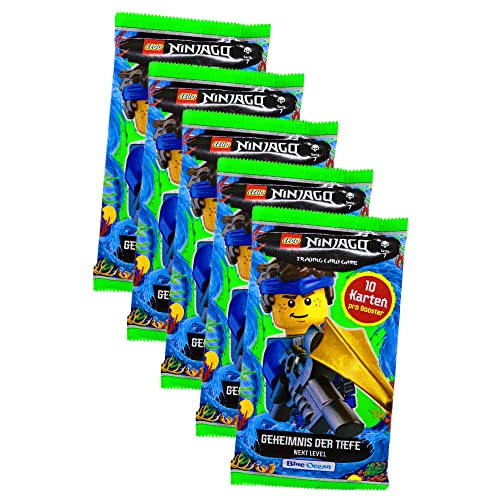 Lego Ninjago Karten Trading Cards Serie 7 - Geheimnis der Tiefe Next Level (2022) - Auswahl Sammelkarten Bundle + 10 Originale Hüllen (5 XL Booster) von STRONCARD