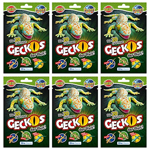 STRONCARD Blue Ocean Geckos Sammelfigur 2023 - Planet Wow Farbwechsel Figur - 6 Tüten + 10 Originale Hüllen von STRONCARD