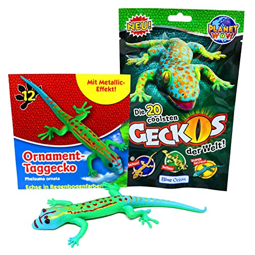 STRONCARD Blue Ocean Geckos Sammelfigur 2023 - Planet Wow Farbwechsel - Figur Auswahl + 10 Originale Hüllen (12. Ornament-Taggecko) von STRONCARD