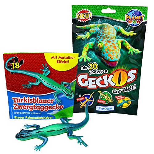 STRONCARD Blue Ocean Geckos Sammelfigur 2023 - Planet Wow Farbwechsel - Figur Auswahl + 10 Originale Hüllen (18. Türkisblauer Zwergtaggecko) von STRONCARD