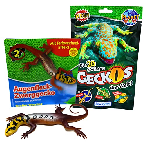 STRONCARD Blue Ocean Geckos Sammelfigur 2023 - Planet Wow Farbwechsel - Figur Auswahl + 10 Originale Hüllen (2. Augenfleck-Zwerggecko) von STRONCARD