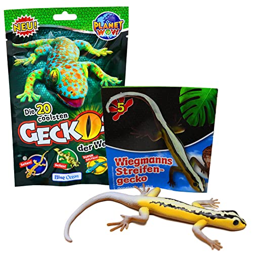 STRONCARD Blue Ocean Geckos Sammelfigur 2023 - Planet Wow Farbwechsel - Figur Auswahl + 10 Originale Hüllen (5. Wiegmanns Streifengecko) von STRONCARD
