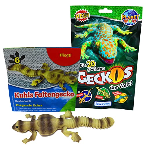 STRONCARD Blue Ocean Geckos Sammelfigur 2023 - Planet Wow Farbwechsel - Figur Auswahl + 10 Originale Hüllen (6. Kuhls Faltengecko (Selten)) von STRONCARD