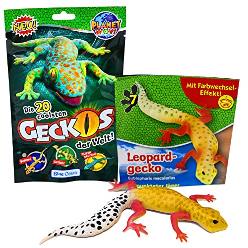 STRONCARD Blue Ocean Geckos Sammelfigur 2023 - Planet Wow Farbwechsel - Figur Auswahl + 10 Originale Hüllen (7. Leopardgecko) von STRONCARD