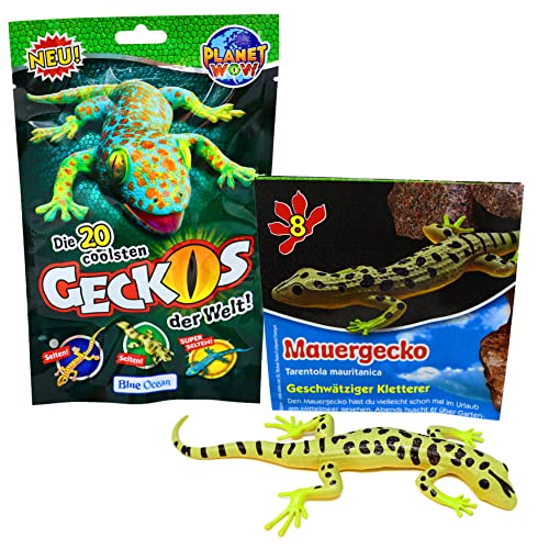 STRONCARD Blue Ocean Geckos Sammelfigur 2023 - Planet Wow Farbwechsel - Figur Auswahl + 10 Originale Hüllen (8. Mauergecko) von STRONCARD