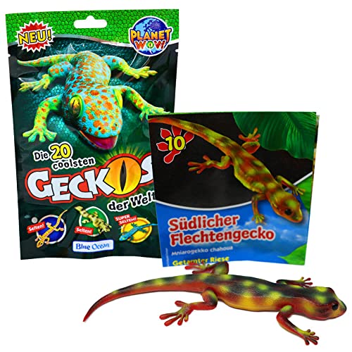 STRONCARD Blue Ocean Geckos Sammelfiguren 2023 - Planet Wow Farbwechsel - Figur 10. Südlicher Flechtengecko + 10 Originale Hüllen von STRONCARD