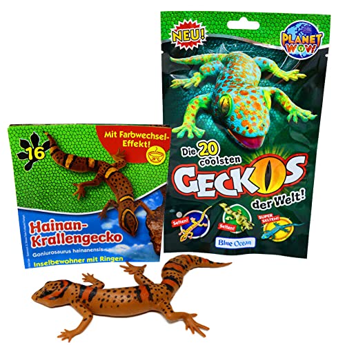 STRONCARD Blue Ocean Geckos Sammelfiguren 2023 - Planet Wow Farbwechsel - Figur 16. Hainan-Krallengecko + 10 Originale Hüllen von STRONCARD