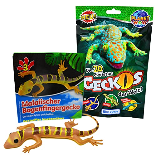 STRONCARD Blue Ocean Geckos Sammelfiguren 2023 - Planet Wow Farbwechsel - Figur 3. Malaiischer Bogenfingergecko + 10 Originale Hüllen von STRONCARD