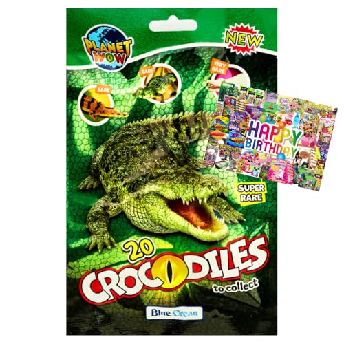 STRONCARD Bundle mit Blue Ocean Crocodiles Sammelfiguren 2025 - Planet Wow Krokodil Figur - 1 Tüte - Exklusive Geburtstagskarte von STRONCARD