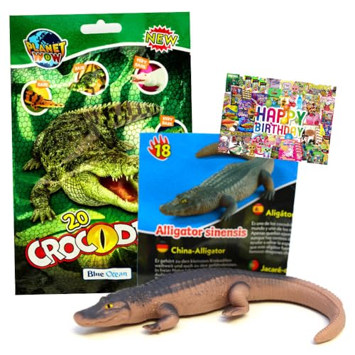STRONCARD Bundle mit Blue Ocean Crocodiles Sammelfiguren 2025 - Planet Wow Krokodil Figur - Auswahl - Exklusive Geburtstagskarte (Figur 18. China-Alligator) von STRONCARD