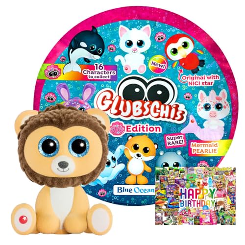 STRONCARD Bundle mit Blue Ocean Glubschis Sammelfigur Muschel Serie 4 - Glubschi Glitzer Figur - Auswahl - Exklusive Geburtstagskarte (Figur Cliff) von STRONCARD