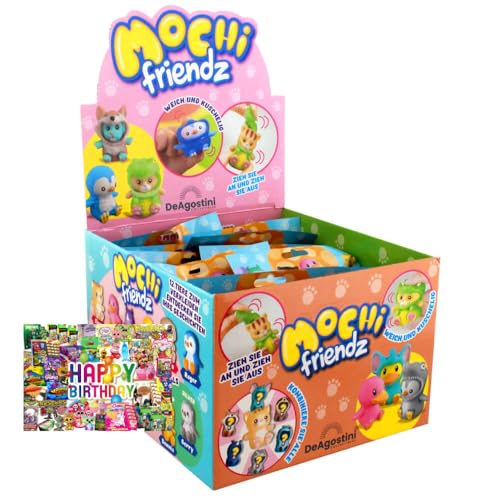 STRONCARD Bundle mit DeAgostini Mochi Friendz Sammelfiguren mit Wendekostüm Figur - 1 Display - Exklusive Geburtstagskarte von STRONCARD