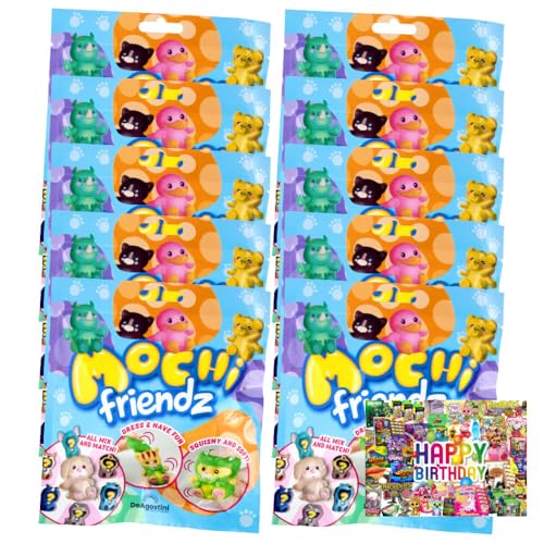 STRONCARD Bundle mit DeAgostini Mochi Friendz Sammelfiguren mit Wendekostüm Figur - 10 Tüten - Exklusive Geburtstagskarte von STRONCARD