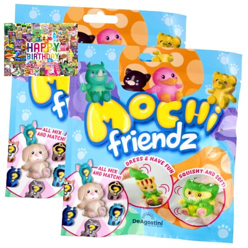 STRONCARD Bundle mit DeAgostini Mochi Friendz Sammelfiguren mit Wendekostüm Figur - 2 Tüten - Exklusive Geburtstagskarte von STRONCARD