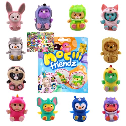 STRONCARD Bundle mit DeAgostini Mochi Friendz Sammelfiguren mit Wendekostüm Figur - Alle 12 Figuren - Exklusive Geburtstagskarte von STRONCARD