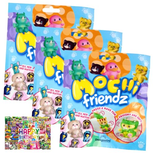 STRONCARD Bundle mit DeAgostini Mochi Friendz Sammelfiguren mit Wendekostüm Figur - Auswahl - Exklusive Geburtstagskarte (3 Tüten) von STRONCARD