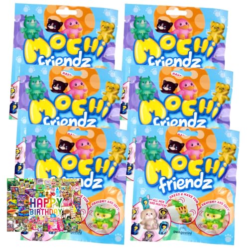 STRONCARD Bundle mit DeAgostini Mochi Friendz Sammelfiguren mit Wendekostüm Figur - Auswahl - Exklusive Geburtstagskarte (6 Tüten) von STRONCARD