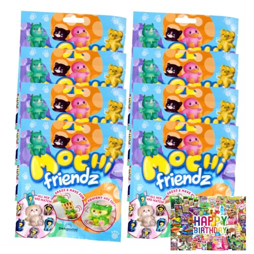 STRONCARD Bundle mit DeAgostini Mochi Friendz Sammelfiguren mit Wendekostüm Figur - Auswahl - Exklusive Geburtstagskarte (8 Tüten) von STRONCARD